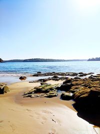 Scenic view of beach against clear sky