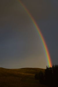Scenic view of rainbow over field
