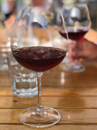 Close-up of wine glass on table