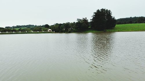 Scenic view of lake against clear sky