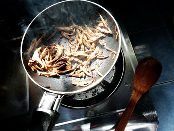 High angle view of food in kitchen at home