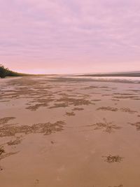 Scenic view of beach against sky during sunset