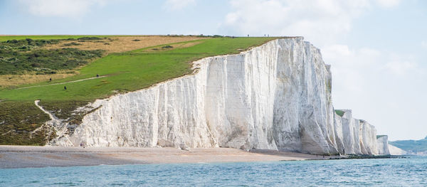 Panoramic shot of sea shore against sky