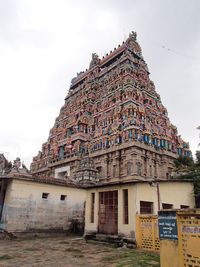 Low angle view of temple building against sky