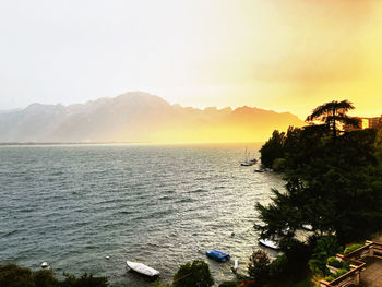 Scenic view of sea against sky during sunset