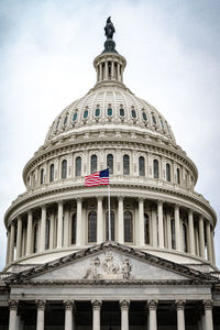 Facade of the united states capitol building in washington, d.c. on a cloudy and moody day. 