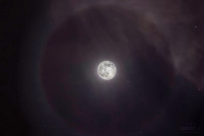 Low angle view of moon in the dark