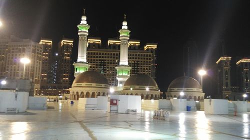 Illuminated buildings at night