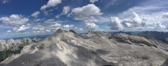 Panoramic view of mountains against sky