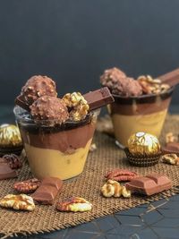 Close-up of ice cream on table