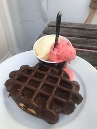 Close-up of ice cream in plate