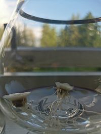 Close-up of water in glass on table