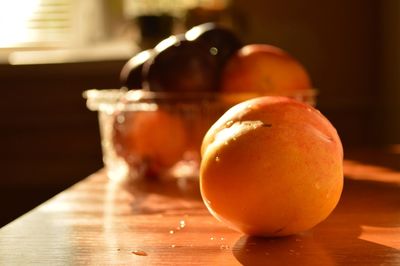 Close-up of fruit on table