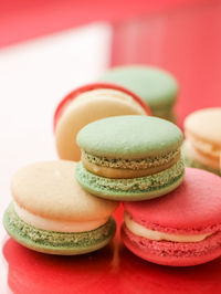 Close-up of macaroons on table