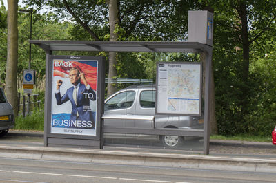 Information sign on street in city