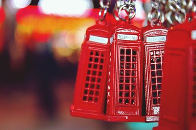 Close-up of telephone booth