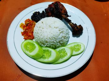 High angle view of meal served in plate