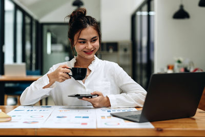 Businesswoman working in office