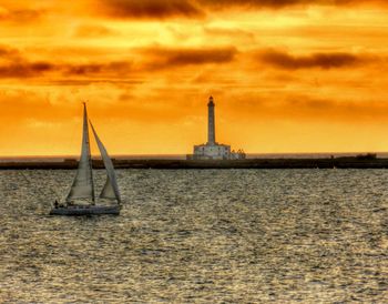 Scenic view of sunset over sea