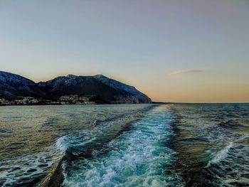 Scenic view of sea against sky during sunset