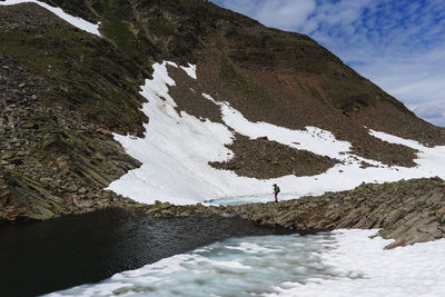 Scenic view of snowcapped mountain against sky