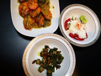 High angle view of meal served in plate