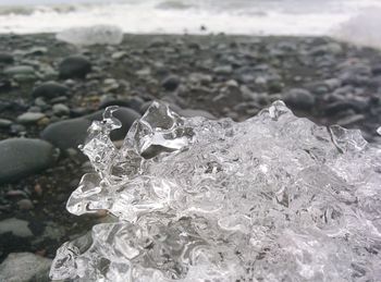 Close-up of water on beach