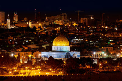 Illuminated city at night