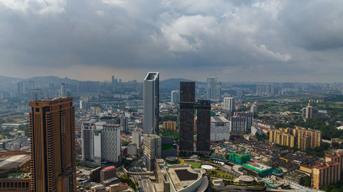 High angle view of cityscape against sky