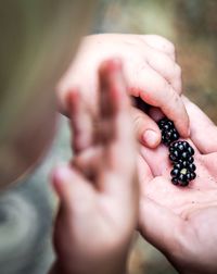 Midsection of person holding fruit