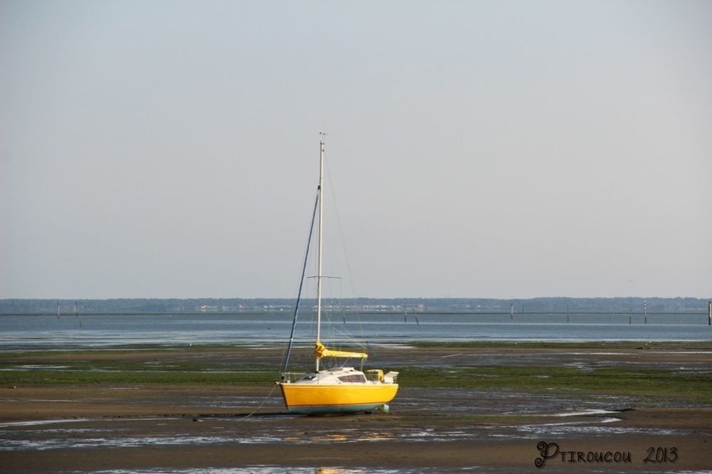 transportation, mode of transport, nautical vessel, boat, clear sky, water, copy space, moored, sea, travel, nature, sailboat, outdoors, on the move, day, sailing, mast, no people, tranquil scene, tranquility