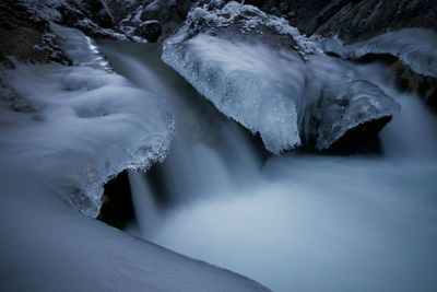 Close-up of waterfall in winter