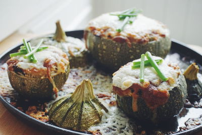 Close-up of squash in plate