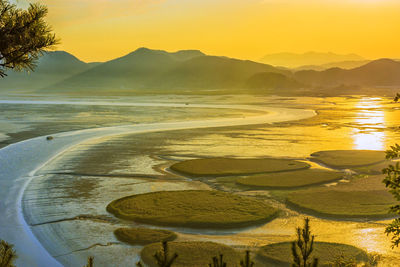 Sunset at suncheon bay ecological park in south korea