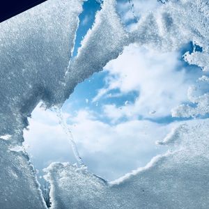 Close-up of frozen sea against sky