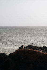 Scenic view of sea against clear sky