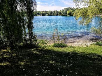 Scenic view of lake against sky