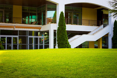 Lawn in front of building