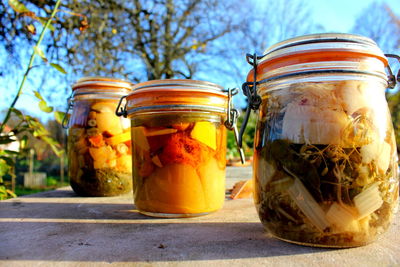 Jars with pickled vegetables 