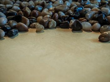 Close-up of stones on beach