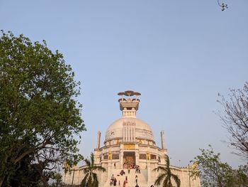 Low angle front view of shanti stupa