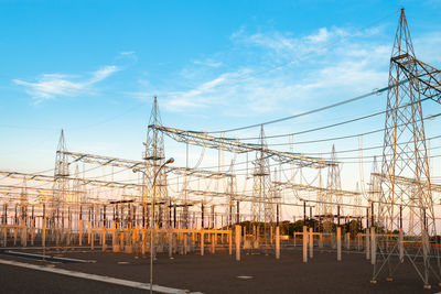 Electric substation at sunset