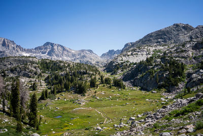 Scenic view of mountains against clear sky