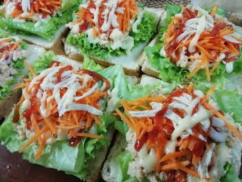 Close-up of chopped vegetables in plate