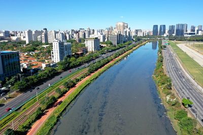 Aerial landscape of city life scene.