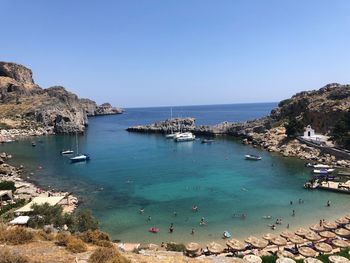 Scenic view of sea against clear sky
