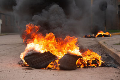 Close-up of bonfire at night