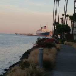 Scenic view of sea against sky at sunset