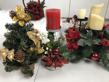 Christmas decorations on table
