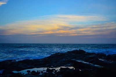 Scenic view of sea at sunset